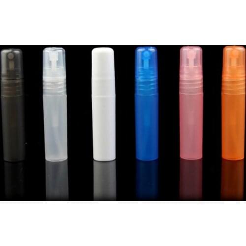 1500pcs 5ml small empty spray bottle Plastic Perfume sample bottle pen atomizer 10 color assorted SN2404