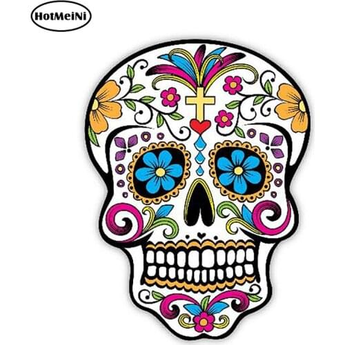 HotMeiNi 13cm X 9.8cm Mardi Gras Skull Mardigras Sugar Skull Funny Car Sticker Vinyl Car Truck Bumper Car Decal Styling