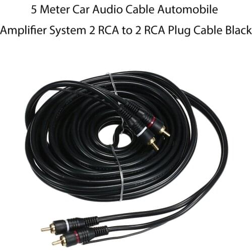 RCA Cable 5 Meters Car Audio Cable Automobile Amplifier System 2 RCA to 2 RCA Plug Cable Black RCA Cable