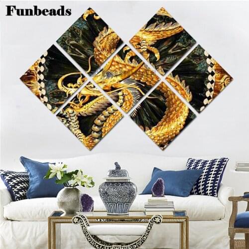 Full Square Diamond Painting Dragon Pictures For Embroidery Round Diamond Mosaic 7pcs Paintings Animal Wall Stickers DecorFF4995