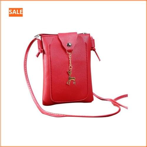 Korean Version Women Purse Fashion Elk Pendant Daily Casual Shoulder Bag Quality Leather Crossbody Bag Cell Phone Bag For Women