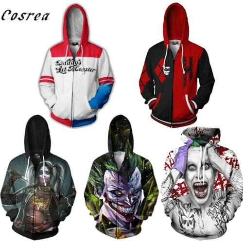 Movie Costume Hoodie Sweatshirt Cosplay Jacket 3D Print Hip Hop Funny Joker Coat clown Cloth Hoodies