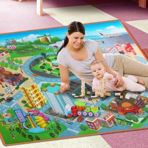 120CM Children Carpet Outdoor Toy Mat Baby Play Mat Kids Route Map City Town Cognition Crawling Pad Waterproof Foldable Climbin