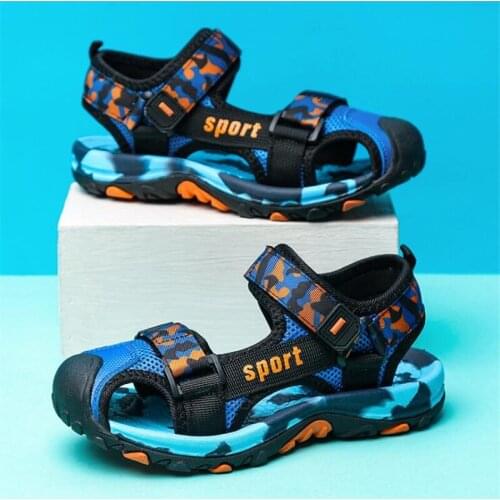 2021 summer childrens sandals fashion camouflage boys' sandals bag head kick resistant soft sole childrens beach sandals