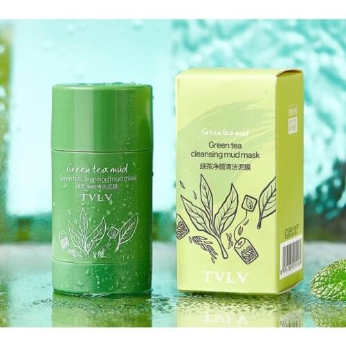 Green Tea Oil Control Mask Cleansing Mask Volcanic Mud Solid Cleaning Mask Moisturizing Removing Blackhead Acne Skin Care TSLM1