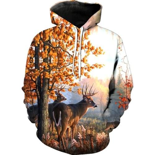 2018 New Fashion Sweatshirt Men / Women 3d Hoodies Print Forest Deer Animal Pattern Slim Unisex Slim Stylish Hooded Hoodies 5XL