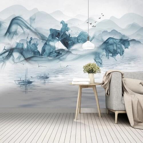 Custom Mural Wallpaper 3D Abstract Lines Ink Landscape Fressco Chinese Style Living Room Study Home Decor Waterproof Wall Papers