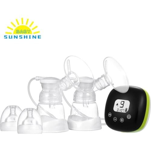 Portable Double Electric Breast Pump Touch Buttons BPA Free 2 Modes 9 Suction Level Auto Breastmilk Pumping for Home Work Travel