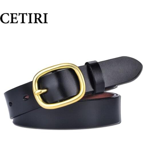 Luxury Narrow Designer Belts Lady High Quality Women Girl Genuine Real Leather Metal Buckle Strap 2.8cm wide for Jeans