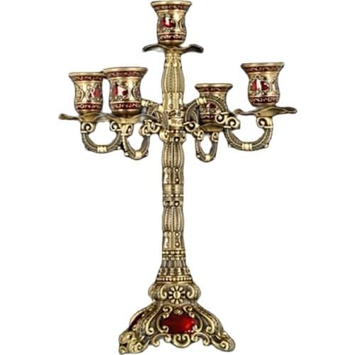 Luxury Retro Candle Holder Stand Metal Gold Romantic Candlestick Dinner Alloy Table Wedding Centerpieces Candelabros Gift FC371