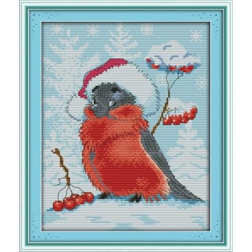 Christmas bird Home Decor Cross Stitch Kits Printed Canvas DMC Counted Cross-stitch set Embroidery Needlework Funny Gifts