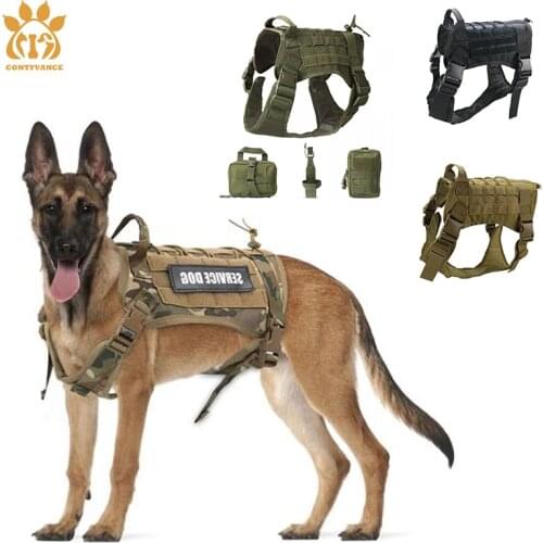 Durable 1000D Nylon Fabric Outdoor Training Tactical Dog Harness Military Breathable and Comfortable Pet Vest With MOLLE System