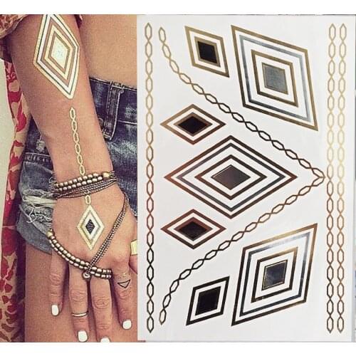 New Metallic Tattoo Temporary Tattoos Natural life sense Gold Flash Tatoo Sexy Body Paint Art