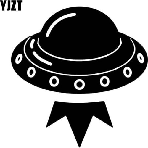 YJZT 15.1CM*15.3CM Luxurious Mysterious Spacecraft Cartoon Vinly Decal Car Sticker Cute Black/Silver C27-1258
