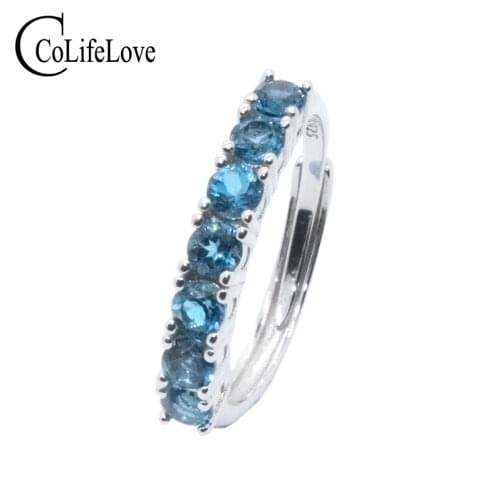 CoLife Jewelry Simple Topaz Ring for Daily Wear 7 Pieces 3mm Natural Topaz Silver Ring 925 Silver Topaz Jewelry