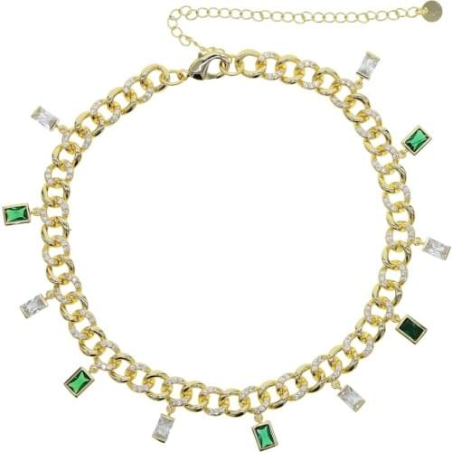 New Multilayer Metal chain cool simple women Hip Hop Multilayer Tennis Chain color Rhinestone cz Inlaid Necklace Jewelry