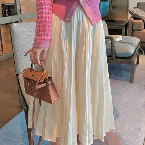 Woman Skirts High Waist 2021 Summer Womens A- Line Pleated Skirt Skirt Mujer Faldas Saias Mulher