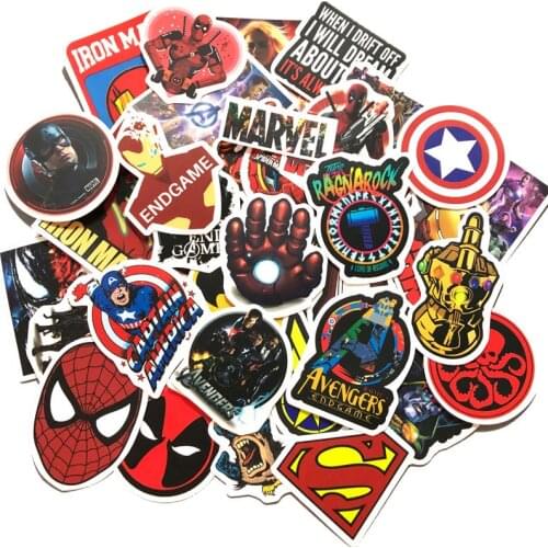 10/50pcs Disney Movie Marvel The Avengers Stickers Waterproof Skateboard Guitar Luggage Laptop Cartoon Sticker Kids Toys