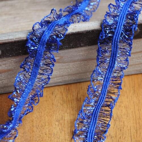 10Meters Elastic Lace Trim Two Tone Fabric Sapphire Ribbons Bands DIY Girls' Hair Tie Headband Sewing Clothing Accessories 25mm