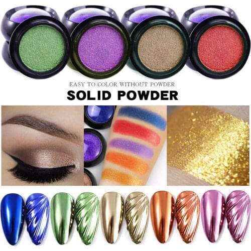 18 Color Solid Magic Mirror Powder Metallic Color Nail Art Gel Chrome Flakes Pigment Dust Decorations Manicure Nail Glitter