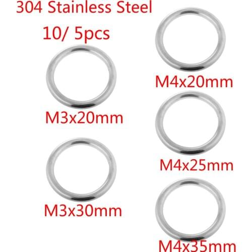 304 Stainless Steel O Round Rings M3/ M4 Welded Ring Kayak Canoes Diving Saddles Shade Sail Boat Hardware Accessory 10/ 5pcs