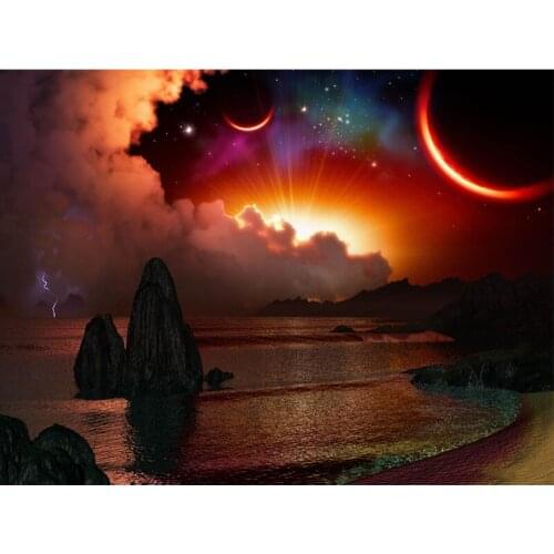 5D Diy Diamond Painting Beach Sunrise Cross Stitch Round Diamond Mosaic Craft Full Diamond Embroidery Needlework Home Paintings