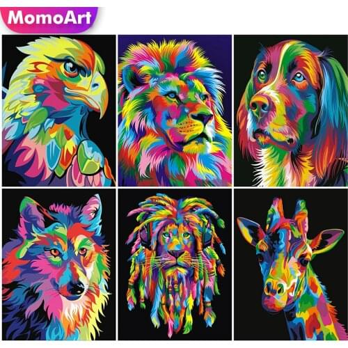 MomoArt 5D DIY Diamond Mosaic Lion Diamond Painting Animal Cross Stitch Set Embroidery Wolf Picture Rhinestone Decor For Home