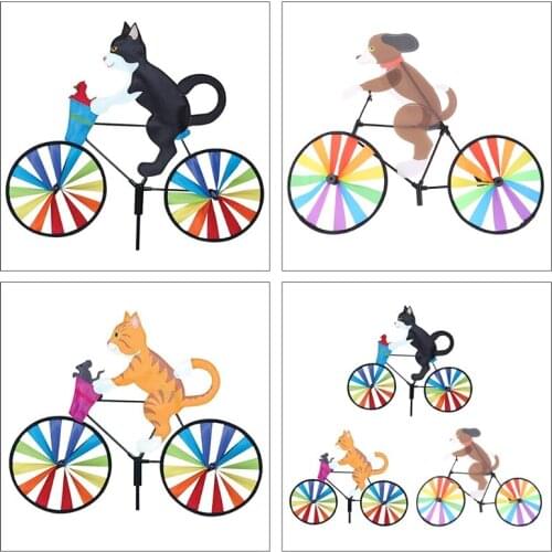 Bciou VIVIXIXILAOJH 1/3pcs Wind Spinner Animal Dog Cat Bike Windmill Stake Statue for Garden Lawn Yard Decoration