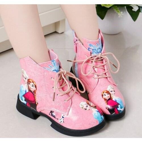 Disney Children Princess Frozen shoes girl Fashion Boots Autumn Winter girls shoes boots Elsa kids shoes martin boot
