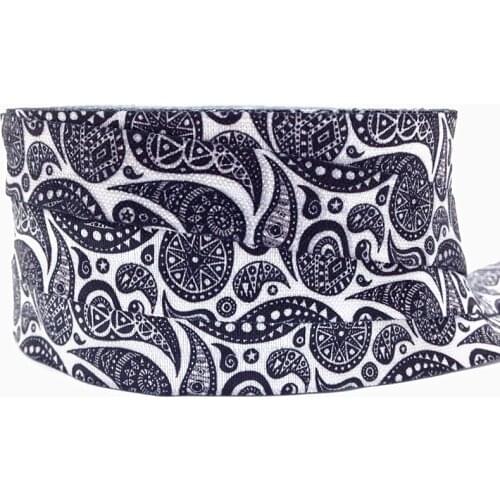 5 Yards 16mm Black Paisley Printed foe elastic bands Sewing Lace trim Apparel Accessories decoration