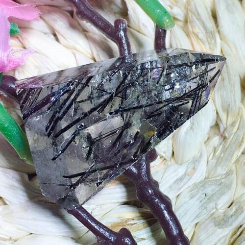 Black rutilated quartz free from