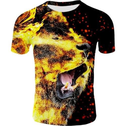 4-12 Years Boys Girls 3D T-shirt Galaxy Fire Color Animal Lion Printed Children T shirt Kids 2020 Summer Punk Style Tshirts Tops