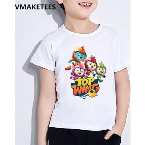 Kids Top Wing Cartoon Print Funny T-shirt Children Cute Clothes Girls & Boys Summer White Baby T shirt,HKP5305