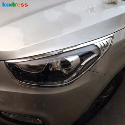 For Hyundai Tucson ix35 2010 2011 2012 2013 2014 Chrome Front Head Light Lamp Cover Trim Headlight Frame Car Accessories 2pcs
