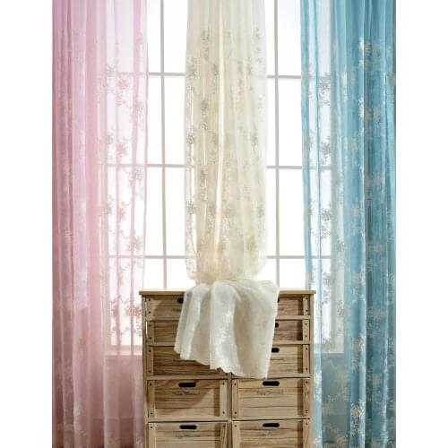 European White Embroidered Voile Curtains Bedroom Sheer Curtains for Living Room Tulle Window Curtains/Panels Window Screening