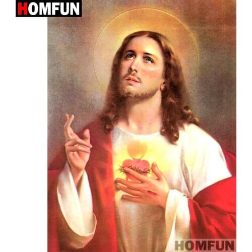 HOMFUN Full Square/Round Drill 5D DIY Diamond Painting "Religion Jesus" Embroidery Cross Stitch 5D Home Decor Gift A07132