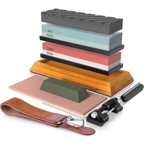 HOT 400 /1000 3000 /8000 Premium Whetstone Cut Sharpening Stone Set Sharpener Non Slip Base Cutter Sharpener