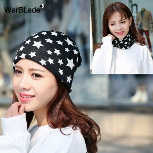 WarBLade New Fashion Beanies Women Hat Polyester Adult Casual Snowflake Hats Spring Autumn Two Used Female Cap Scarf Bonnet