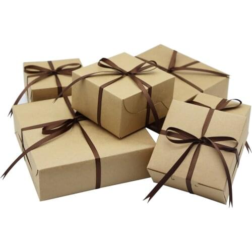 Wholesale 50Pcs GIft Boxes + 100Y Ribbon, Romantic Valentines Day Gift Boxes With ribbons For handmade Dessert Party Paper Box