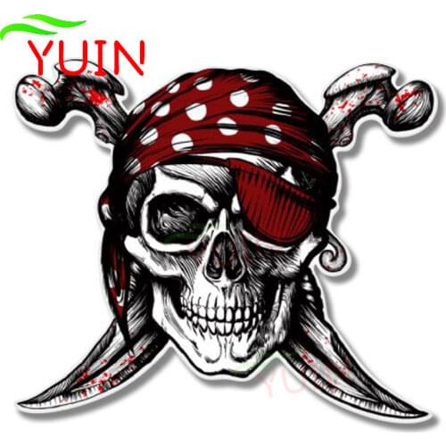 Personality Pirate Skull Jolly Roger Car Sticker PVC Bumper Window Graphic Decoration Auto Accessories Waterproof Decal 12*11cm