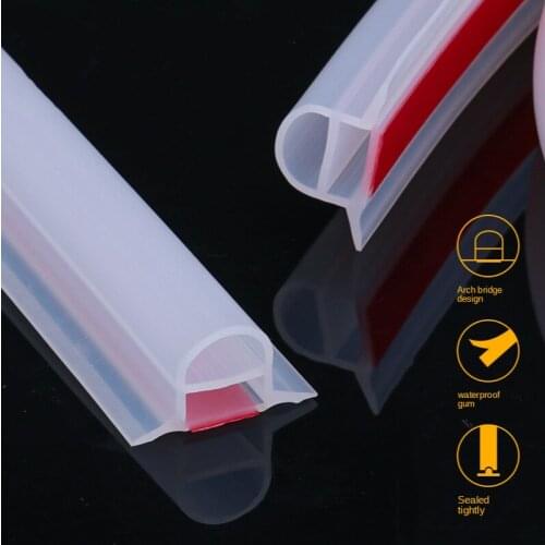 1M Bathroom Water Stopper Flood Barrier Water Dam Wet and Dry Separation Silicone Rubber Door Bottom Sealing Strip Home Hardware