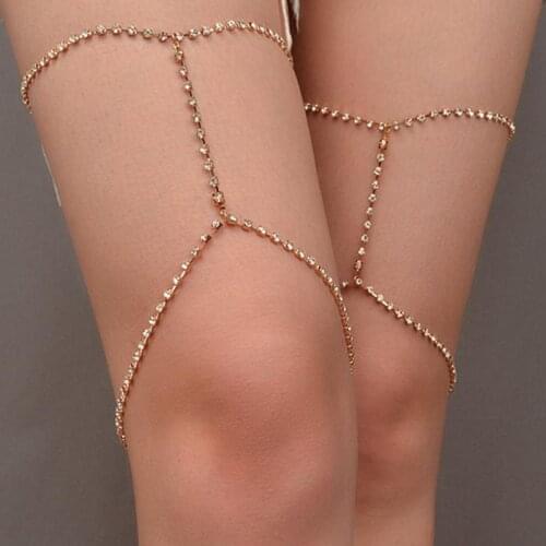 Sexy Leg Chains Rhinestone Thigh High Chain Summer Bikini Body Harness Jewelry 2021 WomenBody Jewelry Accessories