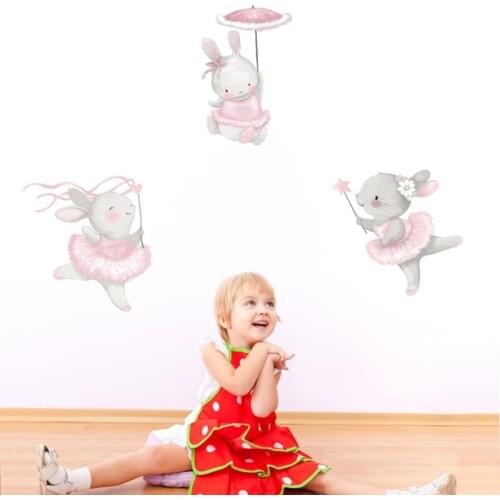Dancing Rabbit Wall Sticker Living Room Kids Room Bedroom Wall Decor Removable Vinyl Decorative Wall Wallpaper Home Accessories