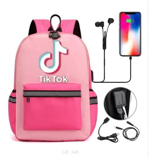 Tik Tok School Bags Anti Theft USB Charge Backpack Women Mens Laptop Bagpack School Bags For Teenage Girls Mochilas Travel