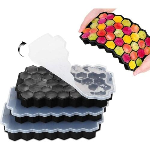 Silicone Ice Mould 37 Cavity Ice Cube Maker Honeycomb Ice Cube Tray Magnum Mold Forms Food Grade Mold for Whiskey Cocktail