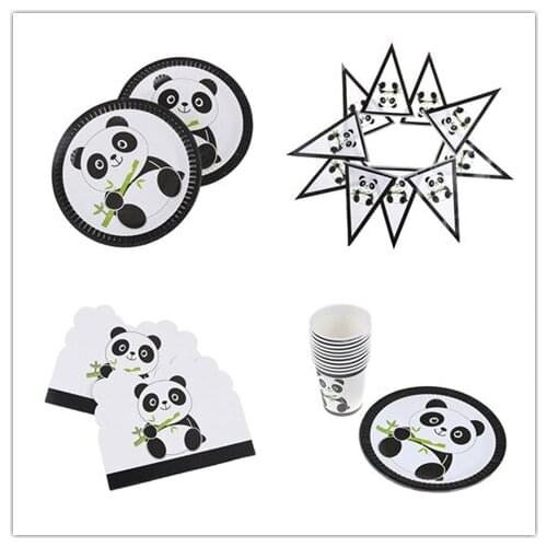 Plates/Cups/Napkins/Banner/Invitation Card/Table Cover Chinese Panda Party Decoration Kit Kid Baby Shower Christmas Party Decor