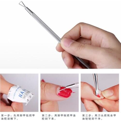 1pcs Stainless Steel Cuticle Pusher Dead Skin Push Remover Tweezer Nail Art Files UV Gel Polish Cleaner Care Tool