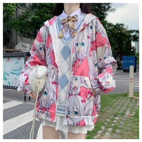 Gothic Japan Cartoon Hip Hop Hoodie Sweatshirt Oversized Women Spring Autumn Funny Punk Hoodies Tops Female Clothes Hoodie Girl