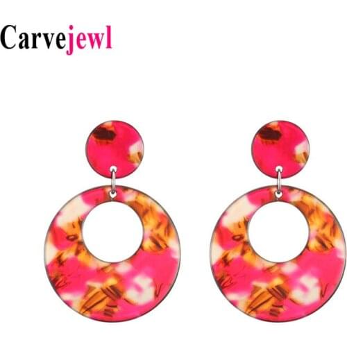 Carvejewl drop dangle earrings European American Styles trendy round red Acetic acid board earrings for women jewelry wholesale