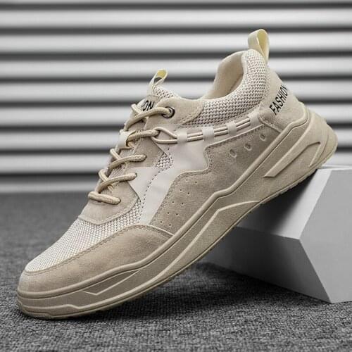 High Quality Suede Mens Shoes Outdoor Breathable Mesh Walking Mans Sport Shoes Thick Bottom Lace Up Mens Casual Shoes